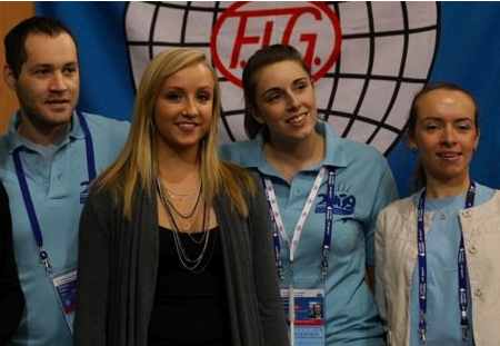 Nastia Liukin arrives in the Press Centre