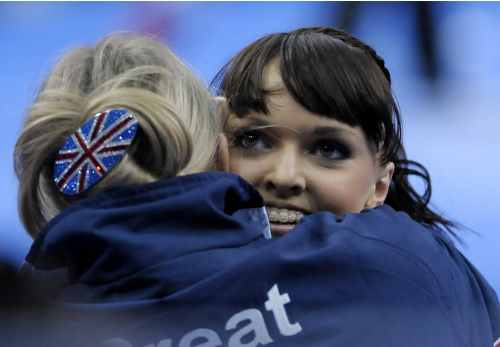 Britain's Rebecca Wing celebrates