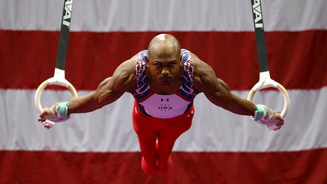 ST. LOUIS, MO - JUNE 25: John Orozco competes on the rings during day two of the 2016 Men's Gymnastics Olympic Trials at Chafitz Arena on June 25, 2016 in St. Louis, Missouri.  (Photo by Dilip Vishwanat/Getty Images)
